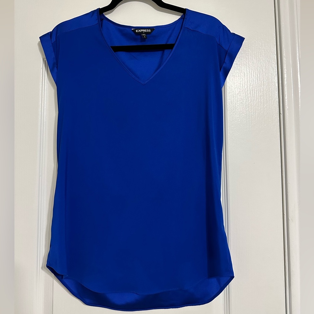 Express Women's Royal Blue V-Neck Blouse